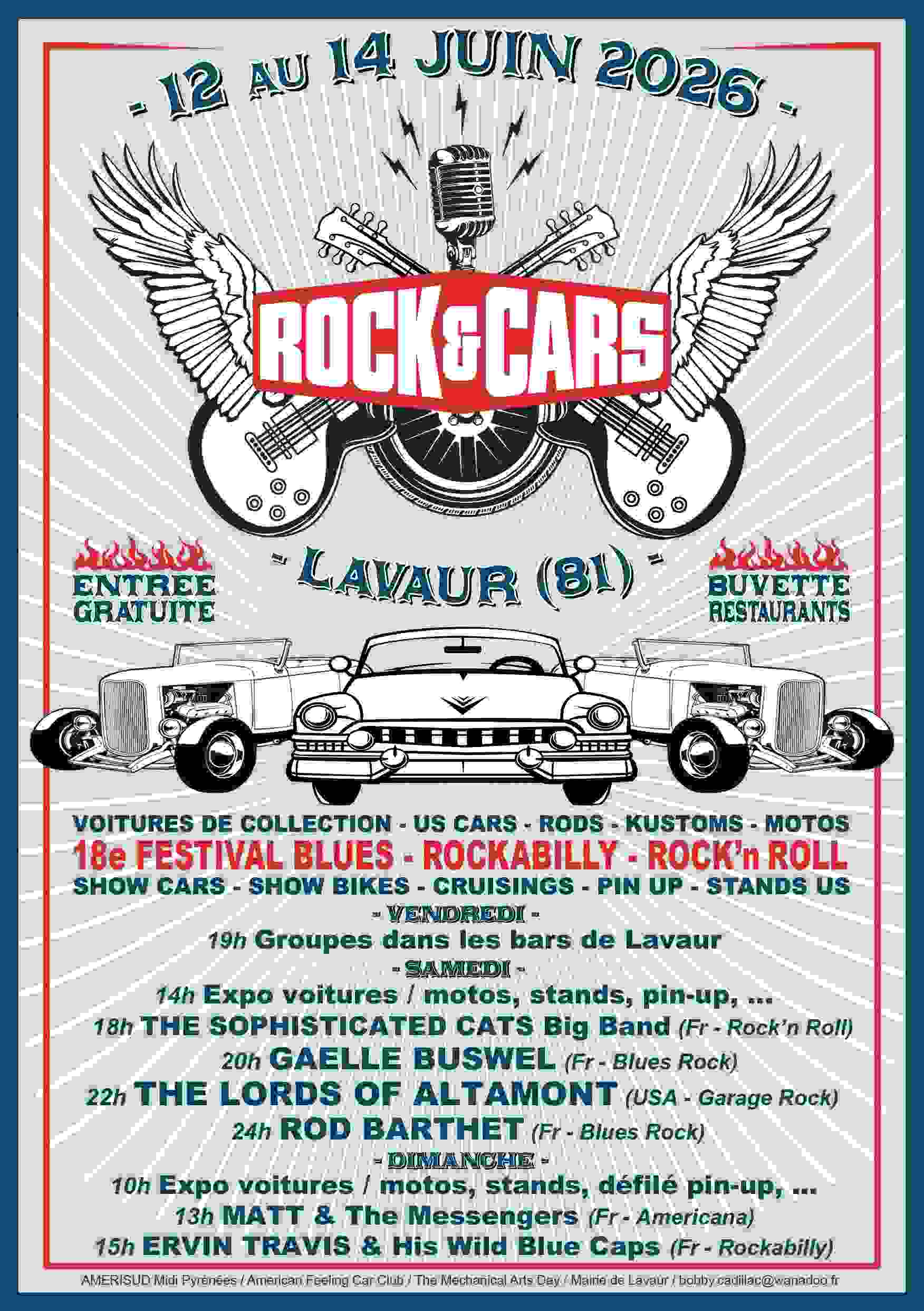 Festival ROCK’&’CARS à Lavaur (81) du 12 au 14 juin 2026